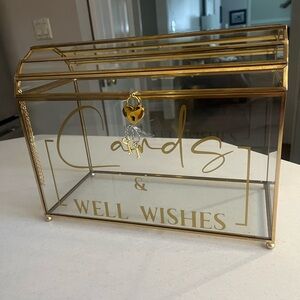 Gold Glass Card Box with Lock